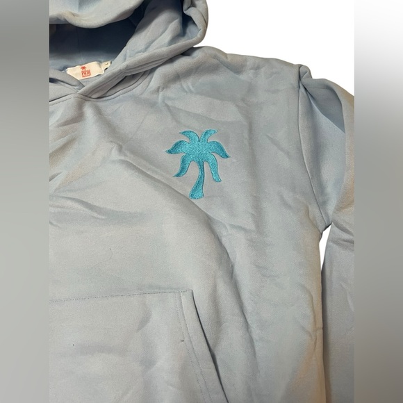 Pink Palm Puff Blue Embroidered Hoodie Everything Comes In Waves Size Large - Picture 5 of 10